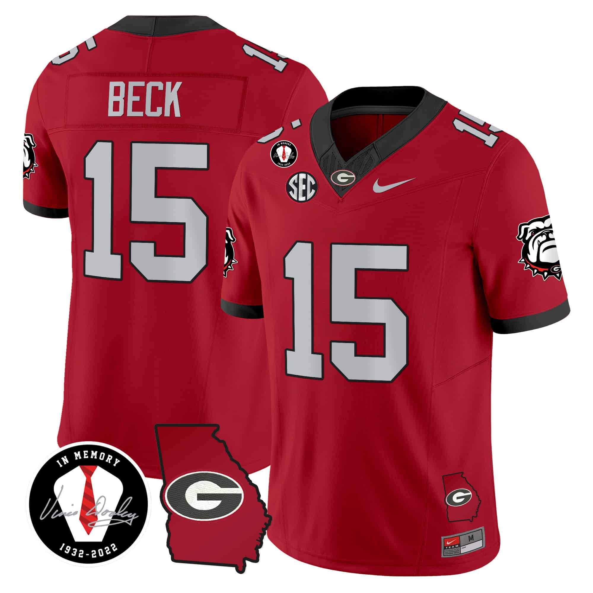 Men Georgia Bulldogs 15 Beck Red 2024 Nike Vapor NCAA Jersey